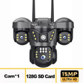 8K 15MP Three Screen WIFI Camera Three Lens Cameras Outdoor Waterproof Human Detection Color Night Vision 10X Zoom Security Cam