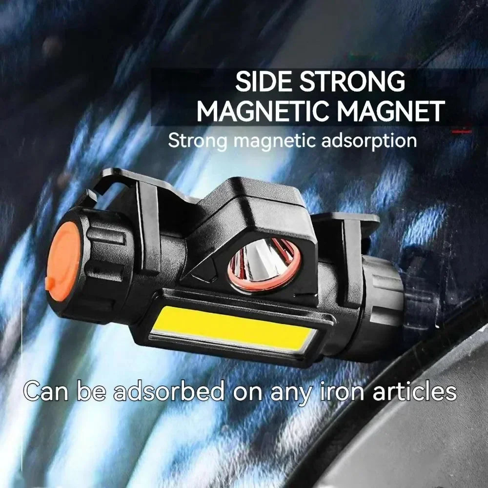 Outdoor Portable mini Powerful LED Headlamp XPE+COB USB Rechargeable Headlight Built-in Battery Waterproof Head Torch Head Lamp