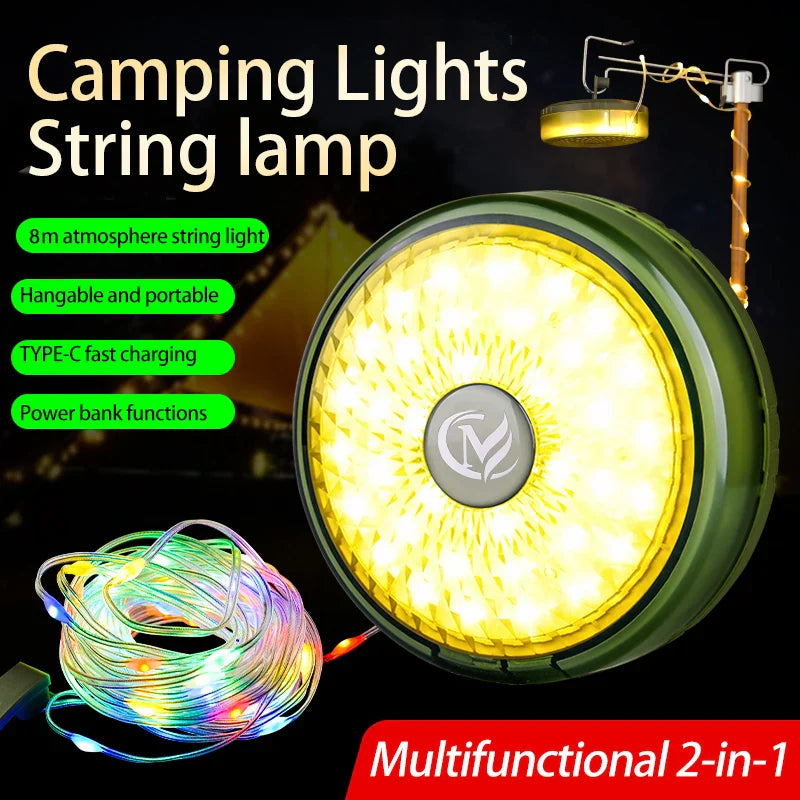 Campify Lamp String Camping Light With Retractable LED String LightsColorful Festive Atmosphere Lights Equipment Tent Light