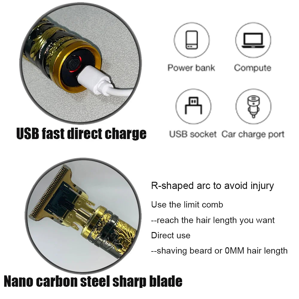 Hair Cutting Machine Trimmer Beard Metal Men's Electric Shaver Hair Clipper Professional Haircut Machine Clippers Vintage T9