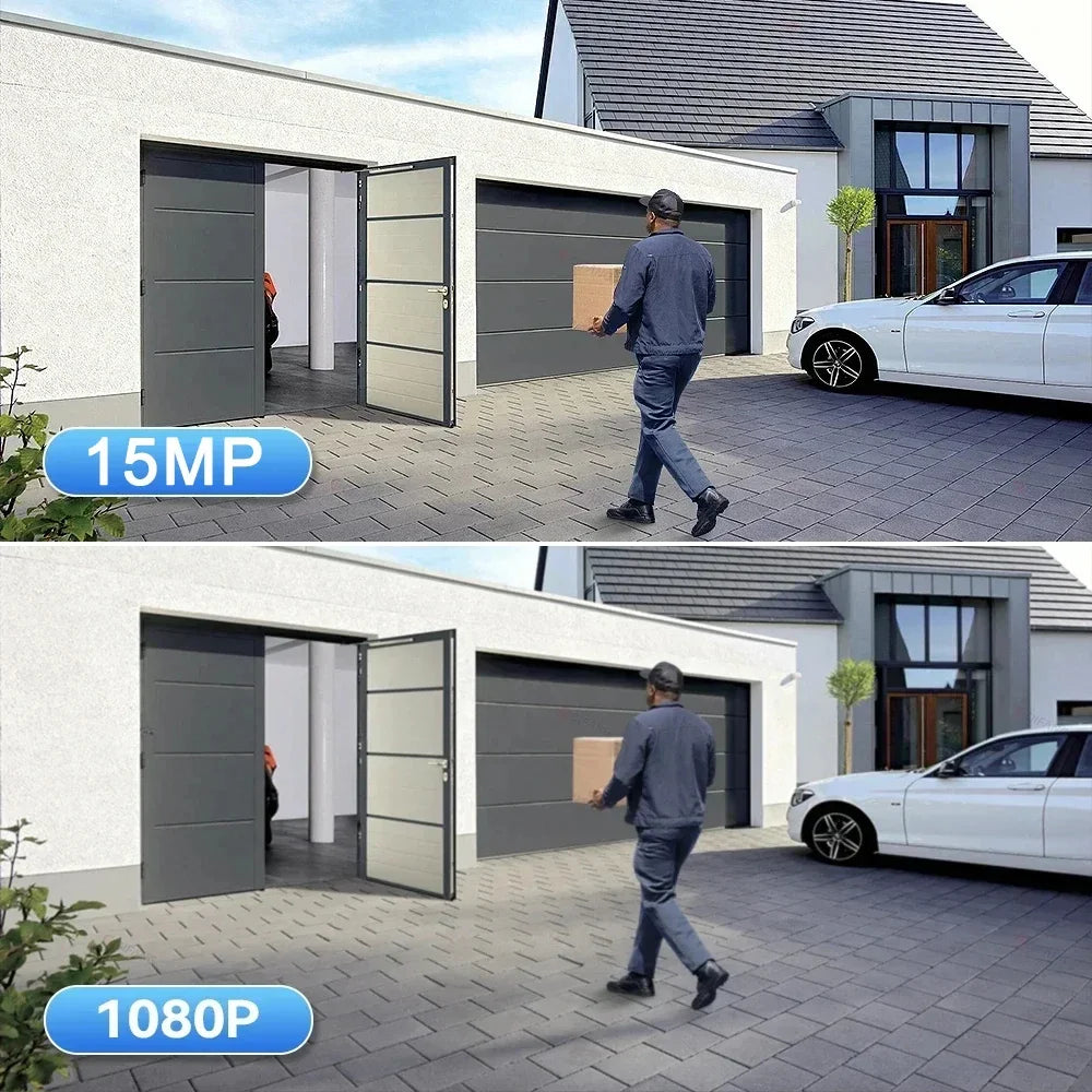 8K 15MP Three Screen WIFI Camera Three Lens Cameras Outdoor Waterproof Human Detection Color Night Vision 10X Zoom Security Cam