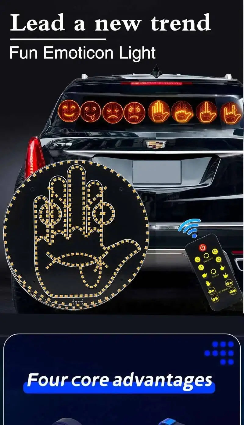 Creative Fun Three Models Lamp Car Interior Rear Windshield LED Hand Gesture Middle Finger Sign Warning Brake Light