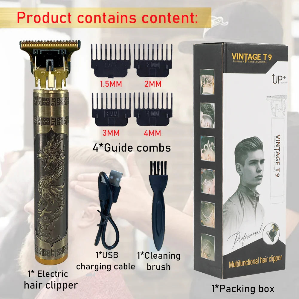 Hair Cutting Machine Trimmer Beard Metal Men's Electric Shaver Hair Clipper Professional Haircut Machine Clippers Vintage T9