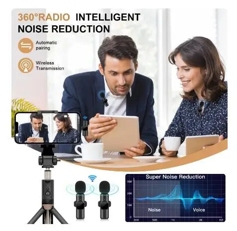 Wireless Lavalier Microphone Audio Video Recording Mini Microphone for iPhone Android Phone Live Broadcast Gaming Mic Portable