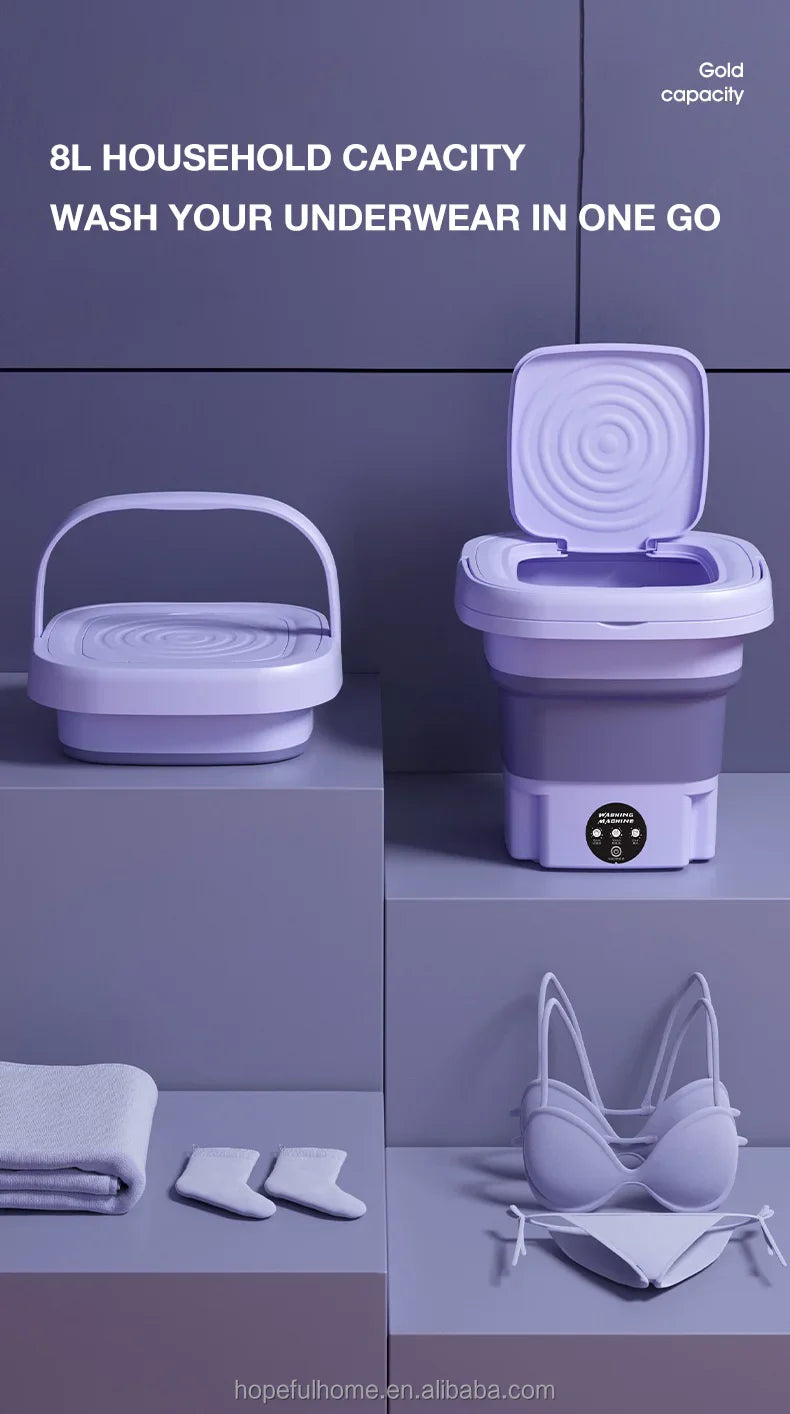 Modern 8L Automatic Clothes Washer Plastic Electric Mini Foldable in Stock-Portable for RV Car Traveling New