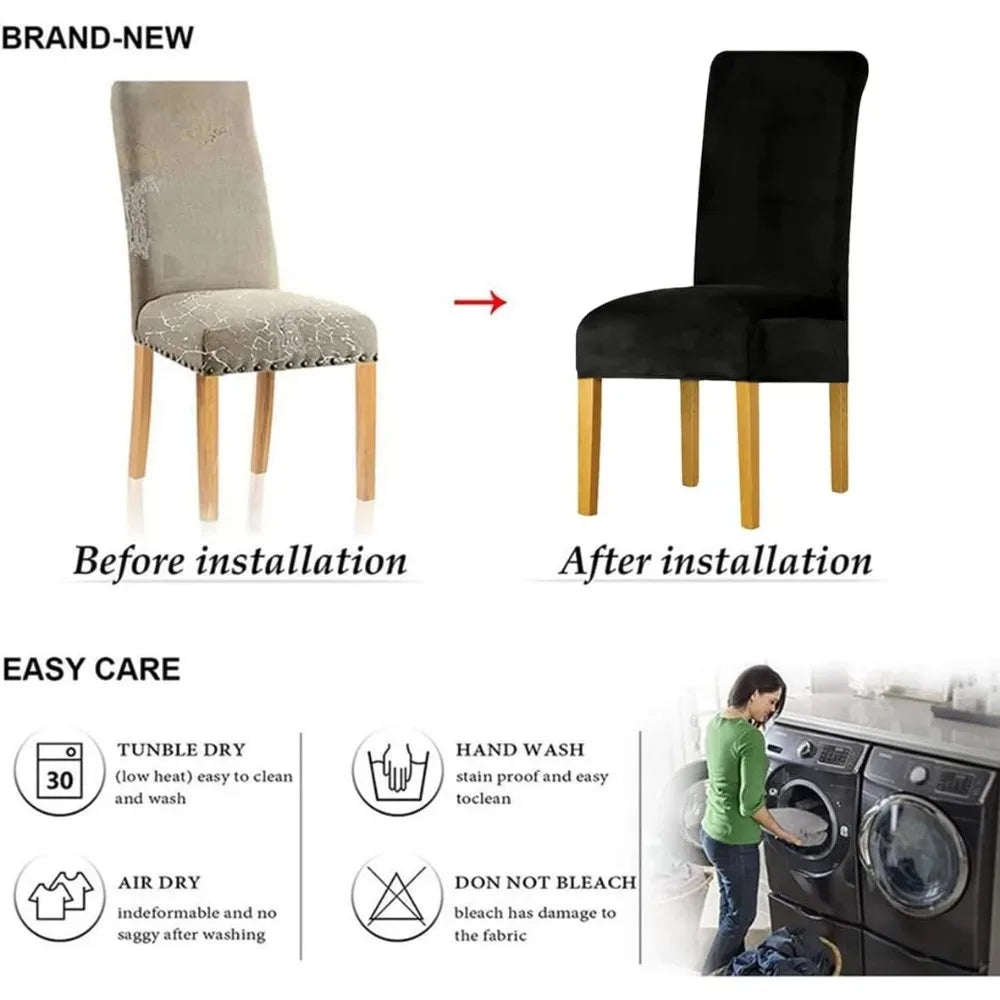 Scalable chair cover, elastic strap elastic fabric dining chair cover, suede large restaurant hotel party banquet chair cover