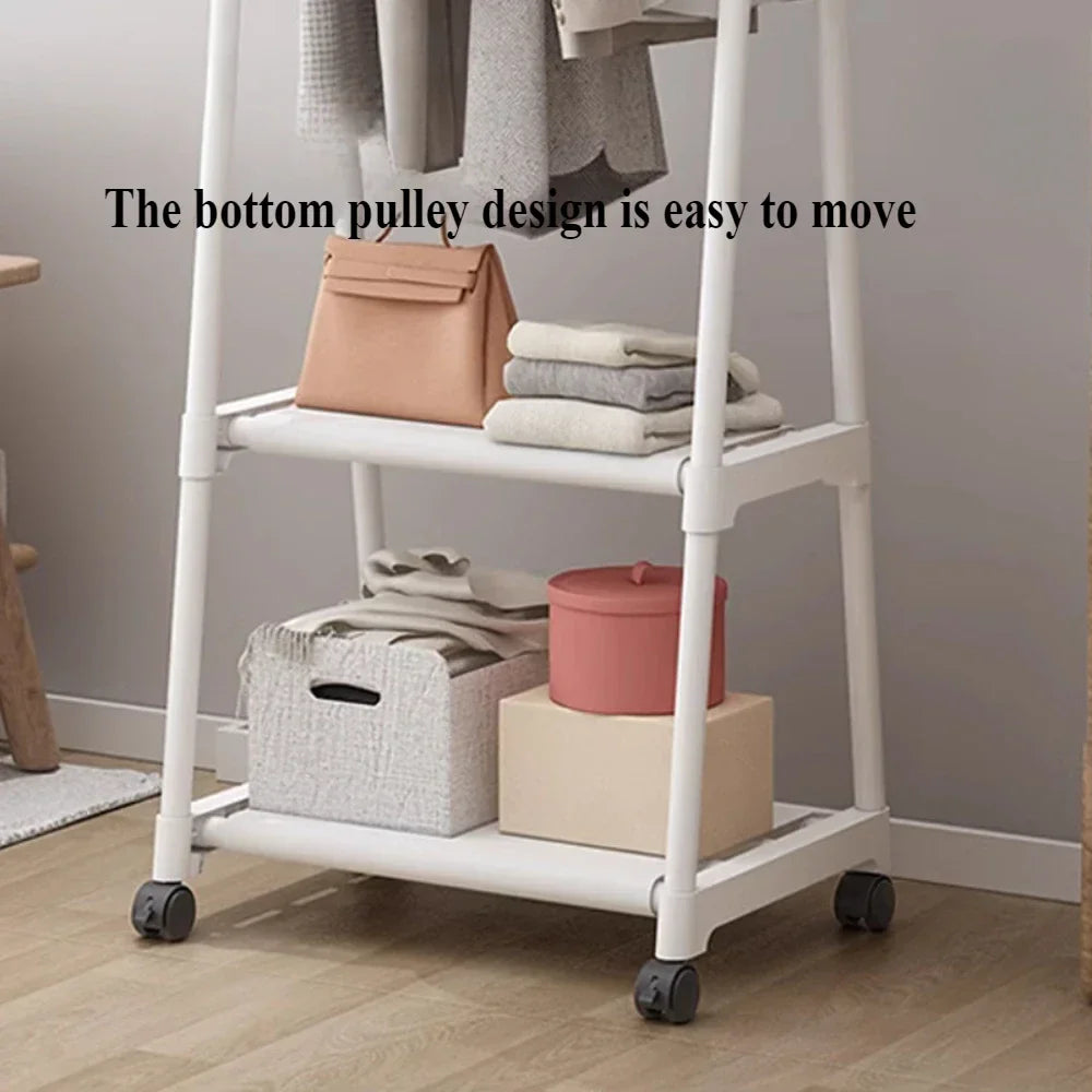 Mobile Clothes Hanger Triangle Floor Standing with Wheels Coat Rack Multi-function Household Bedroom Living Room Clothes Rack