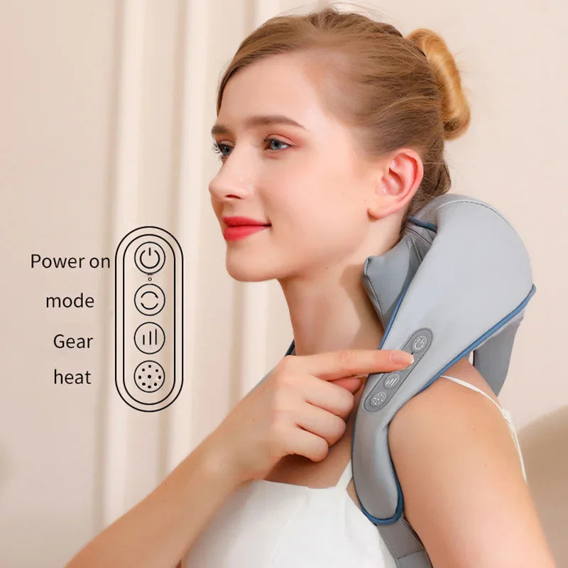 Electric Neck Massager Wireless health care Neck Shoulder Kneading 3D Massage Pillow Cervical Back Muscle Relaxing Massage Shawl