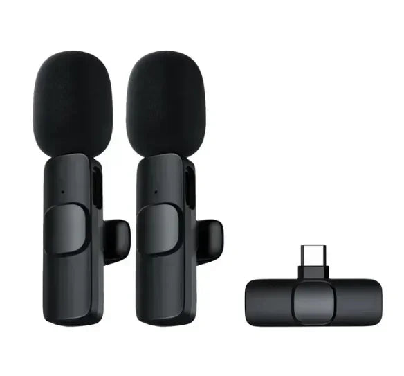 Wireless Lavalier Microphone Audio Video Recording Mini Microphone for iPhone Android Phone Live Broadcast Gaming Mic Portable