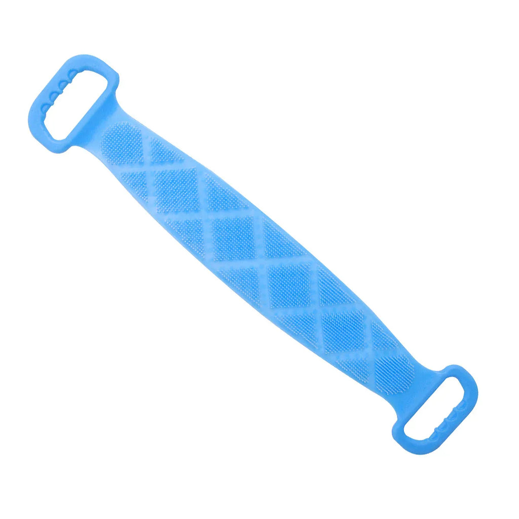 Portable Back Shower Towel Premium Silicone Rubbing Towel for Body Deep Cleaning Hard to Reach Areas Ergonomic Handle Sky Blue