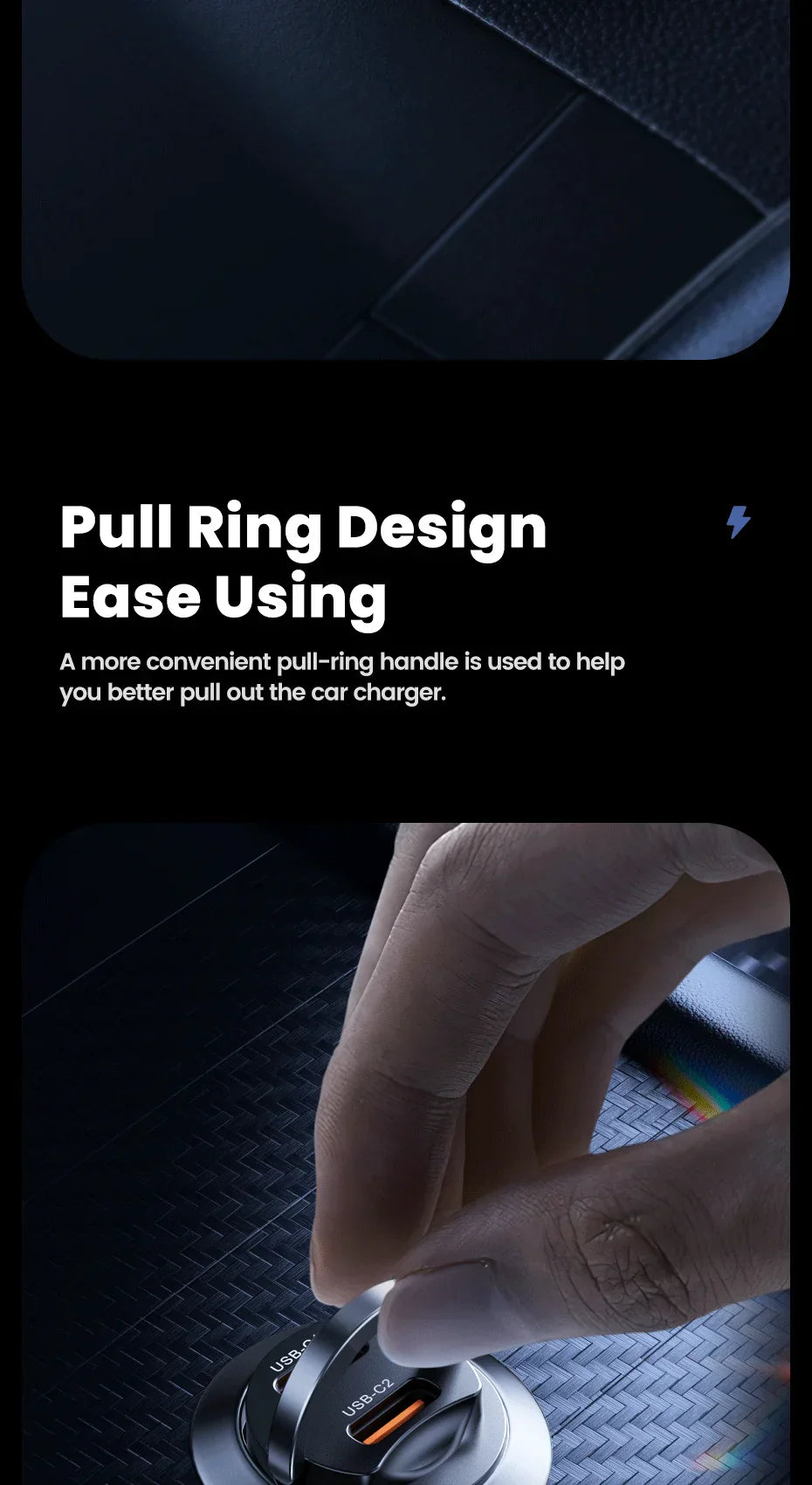 Toocki Mini PD 45W Car Charger Pull Ring Fast Charging USB C Phone Charger Adapter For iPhone 14 13 Pro Xiaomi Samsung Huawei