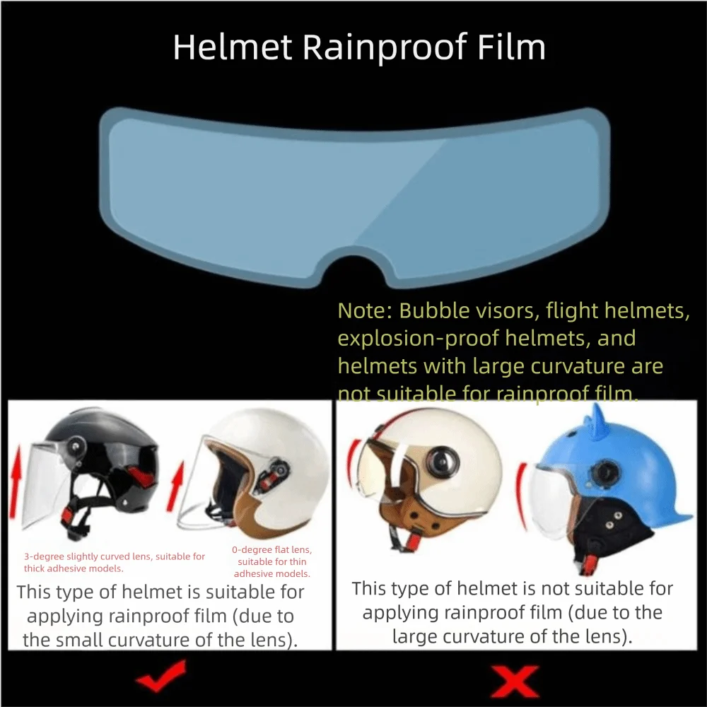 Universal Fit Motorcycle Helmet Patch Clear Nano Coating Helmet Lens Sticker Rainproof Helmet Anti-fog Film Helmet Accessories