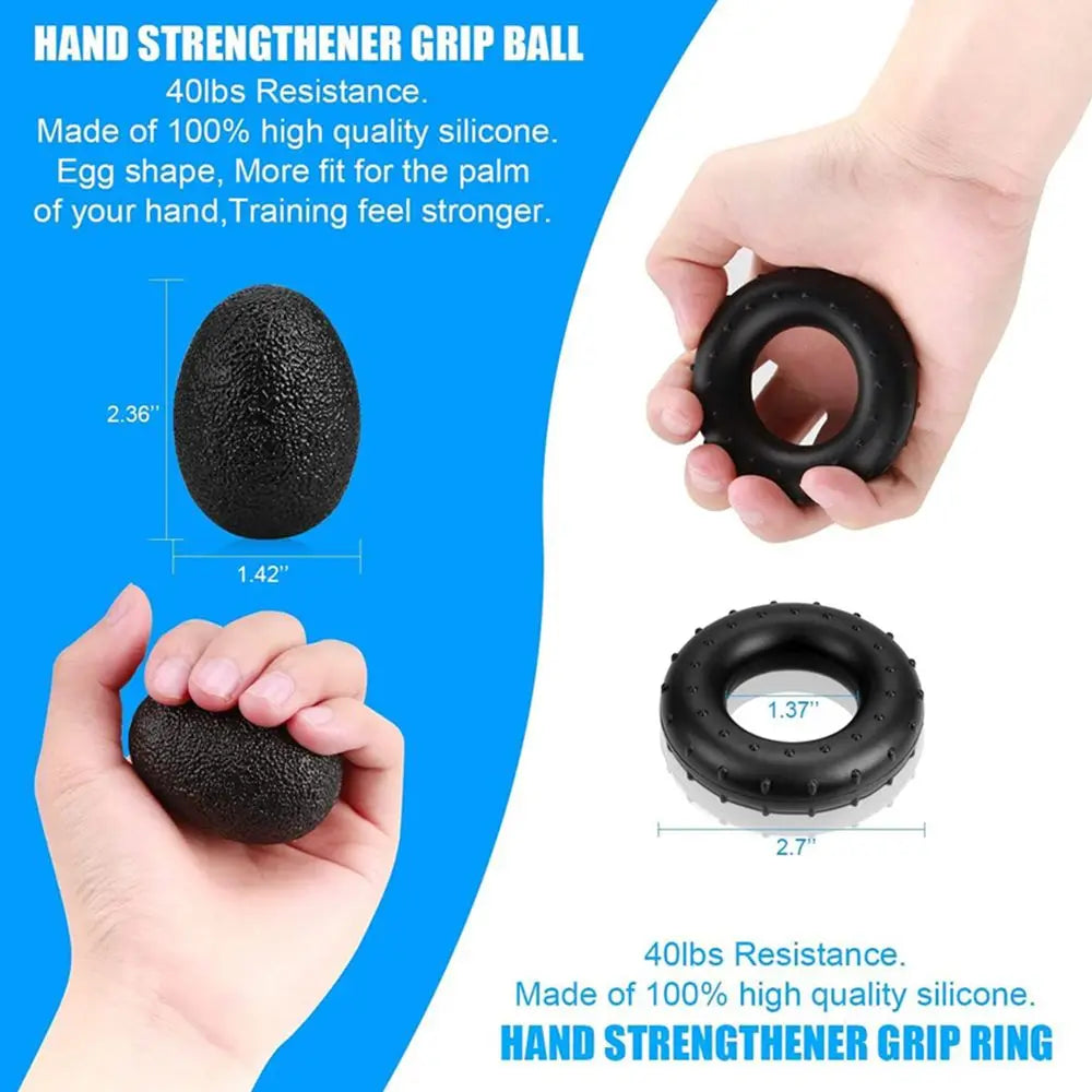 Grip Strength Trainer 6 Pack Forearm Strengthener Finger Stretcher Finger Exerciser Hand Gripper Strength Ring & Stress Ball