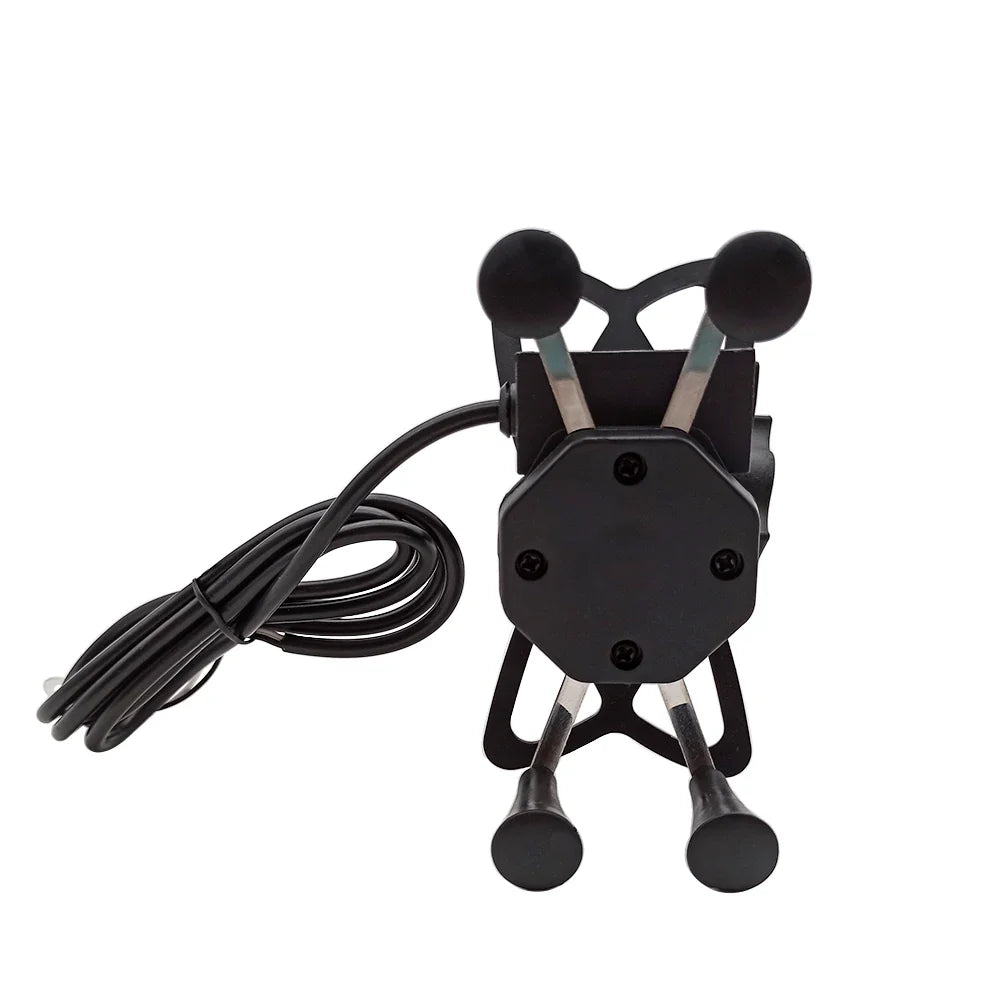 Motorcycle Mobile Phone Stand Holder With USB Charger 360 Rotatable