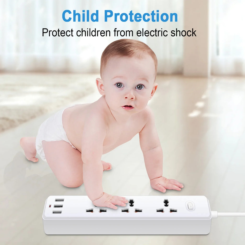 universal Power Strip Sockets EU/UK/US 3/4 Ouelets 3USB Ports Patch Board Safety Door Patch 110v 220v Black/white Pop Socket