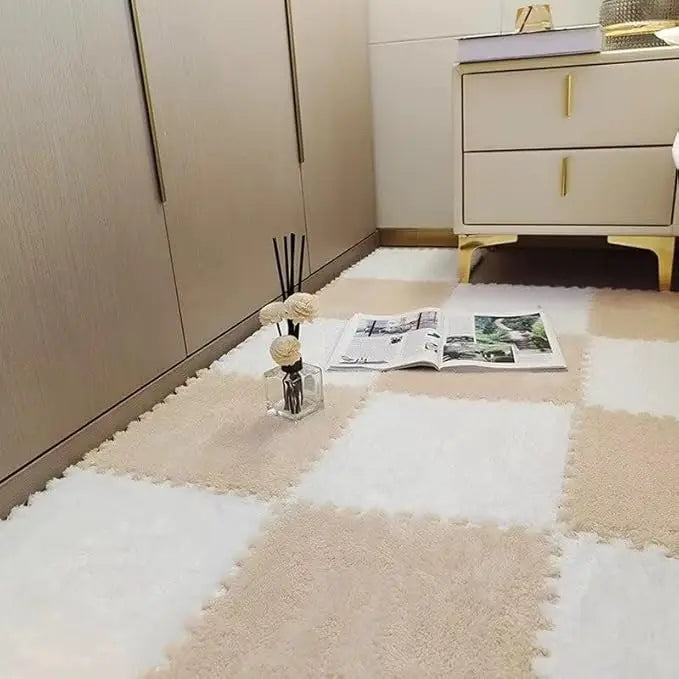 Plush Puzzle Foam Floor Mat, 11.8x11.8in Soft Anti-Slip Puzzle Area Rug Playmat for Room