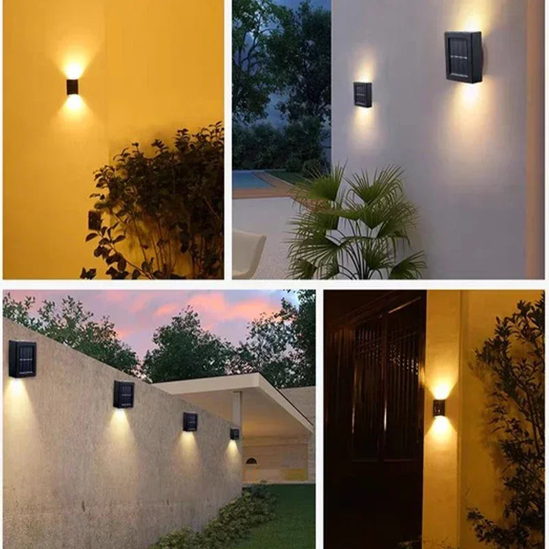 Solar Wall Lamp Outdoor Waterproof Solar Powered Light 6LED Beads UP and Down Illuminate Home Garden Yard Decoration Wall Light