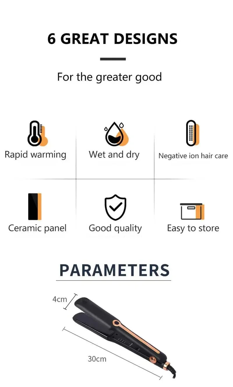 TINSOL Professional Ceramic Hair Straightener, Negative Ion Wide Plate, Adjustable Temperature Hair Straightening Clip