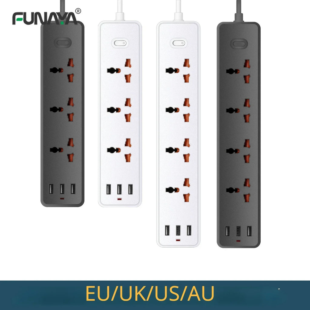 universal Power Strip Sockets EU/UK/US 3/4 Ouelets 3USB Ports Patch Board Safety Door Patch 110v 220v Black/white Pop Socket