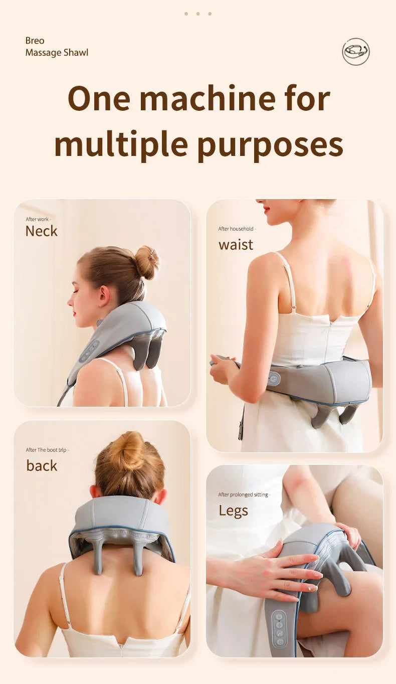 Electric Neck Massager Wireless health care Neck Shoulder Kneading 3D Massage Pillow Cervical Back Muscle Relaxing Massage Shawl