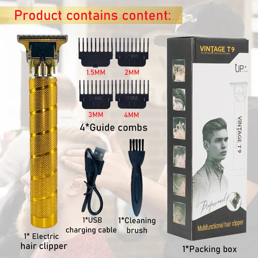 Hair Cutting Machine Trimmer Beard Metal Men's Electric Shaver Hair Clipper Professional Haircut Machine Clippers Vintage T9