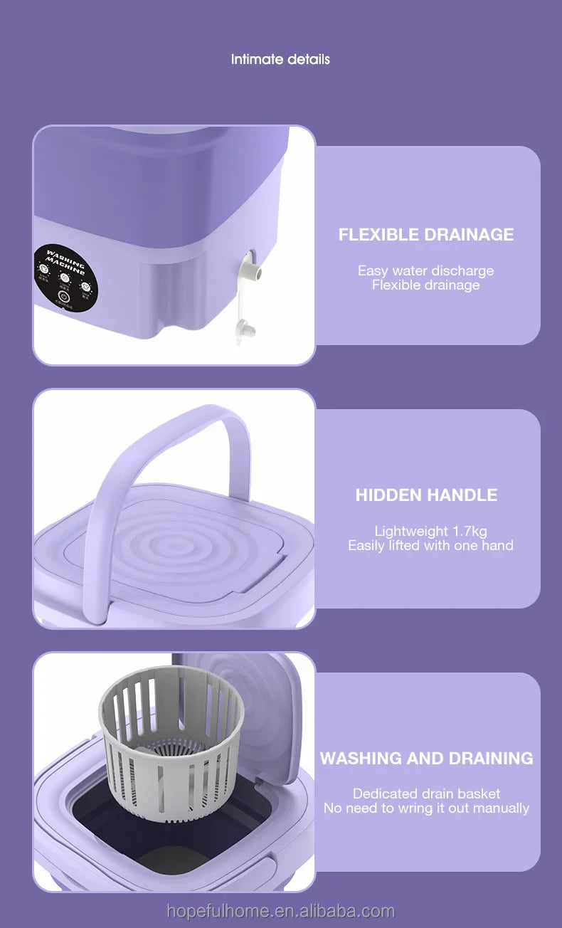 Modern 8L Automatic Clothes Washer Plastic Electric Mini Foldable in Stock-Portable for RV Car Traveling New