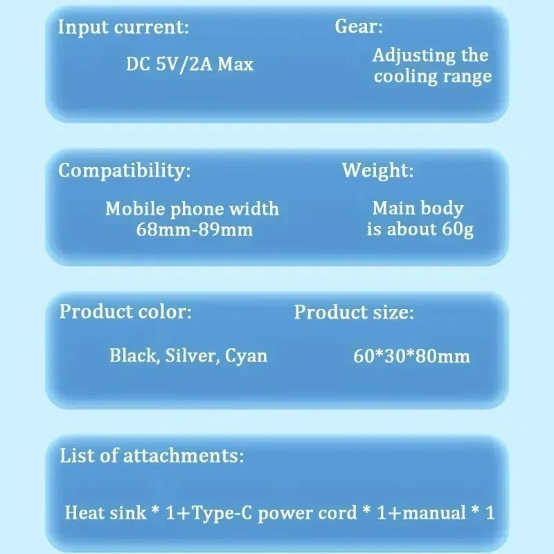 Magnetic Mobile Phone Cooling Radiator Fan Two Speed Adjustable Semiconductor Ice Sealed Radiator For IPhone Samsung Xiaomi