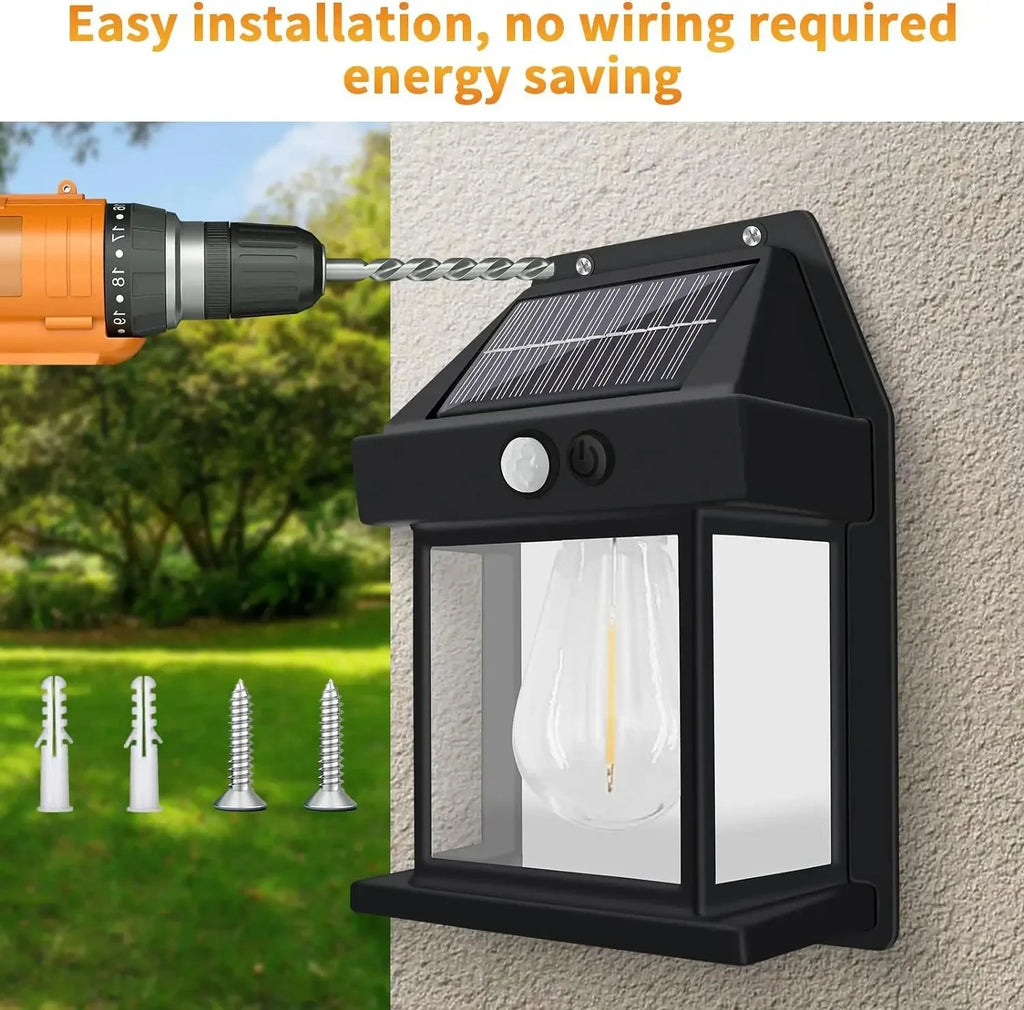 Outdoor Solar Tungsten LED Wall Light Motion Sensor Lamp Waterproof LED Safety Light for Patio Outdoor Deck Porch Barn Garage