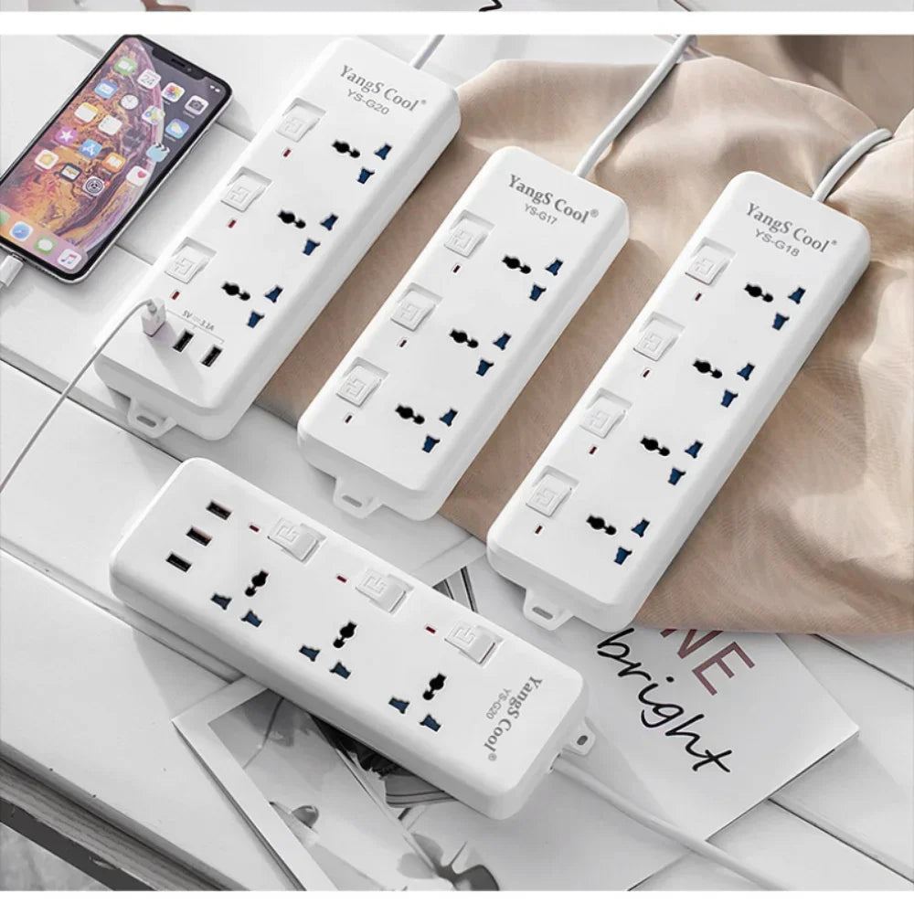 universal Power Strip Sockets EU/UK/US 3/4 Ouelets 3USB Ports Patch Board Safety Door Patch 110v 220v Black/white Pop Socket