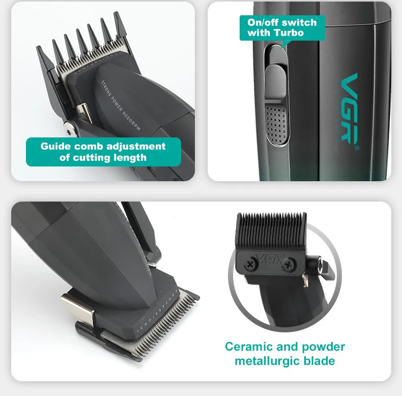 VGR 003 Clipper 906 Hair Cutting Machine High Quality 308 Hair Clipper Professional Set Vgr 003 9000 Rpm 45