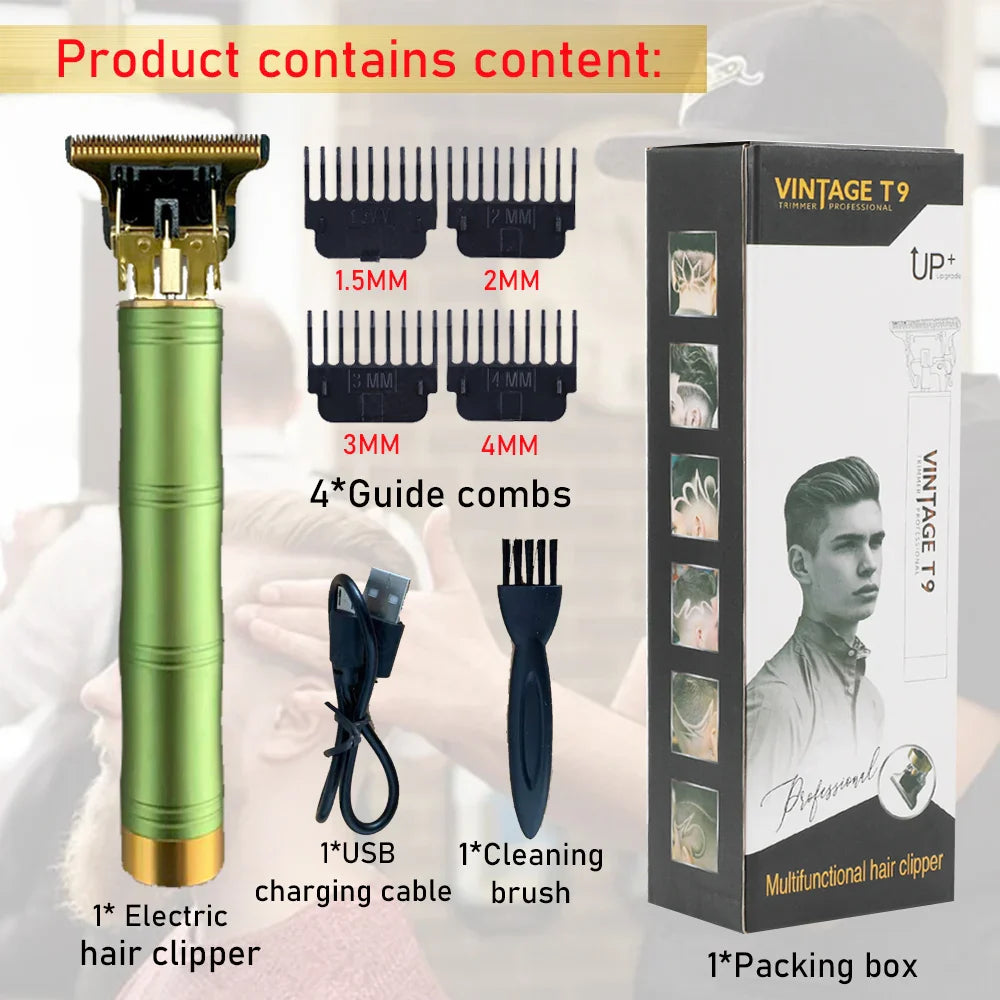 Hair Cutting Machine Trimmer Beard Metal Men's Electric Shaver Hair Clipper Professional Haircut Machine Clippers Vintage T9