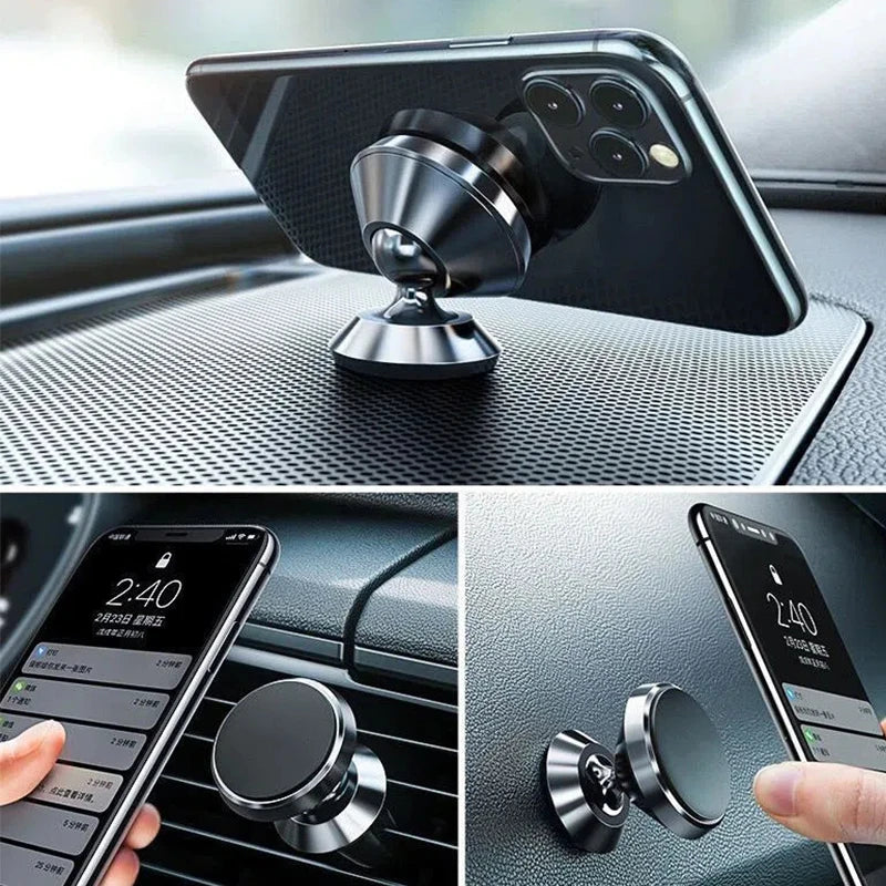 Metal Magnetic Car Phone Holder Mount Mobile Stand Bracket Cell GPS Support Magnet Mount Bracket Stick on Car For iPhone Xiaomi