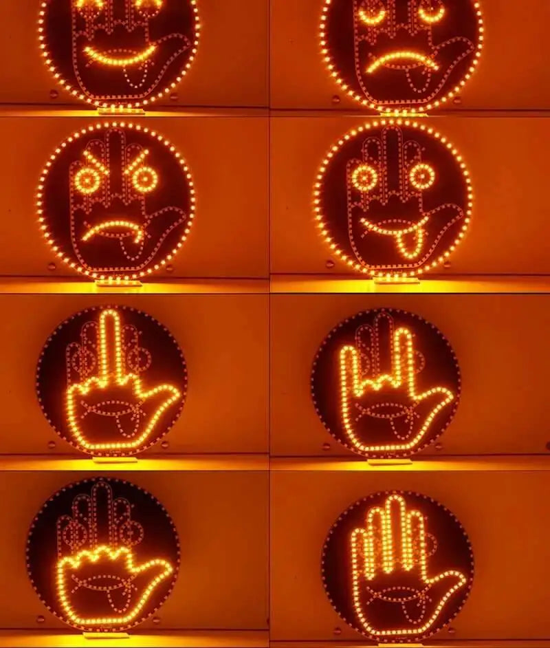 Creative Fun Three Models Lamp Car Interior Rear Windshield LED Hand Gesture Middle Finger Sign Warning Brake Light