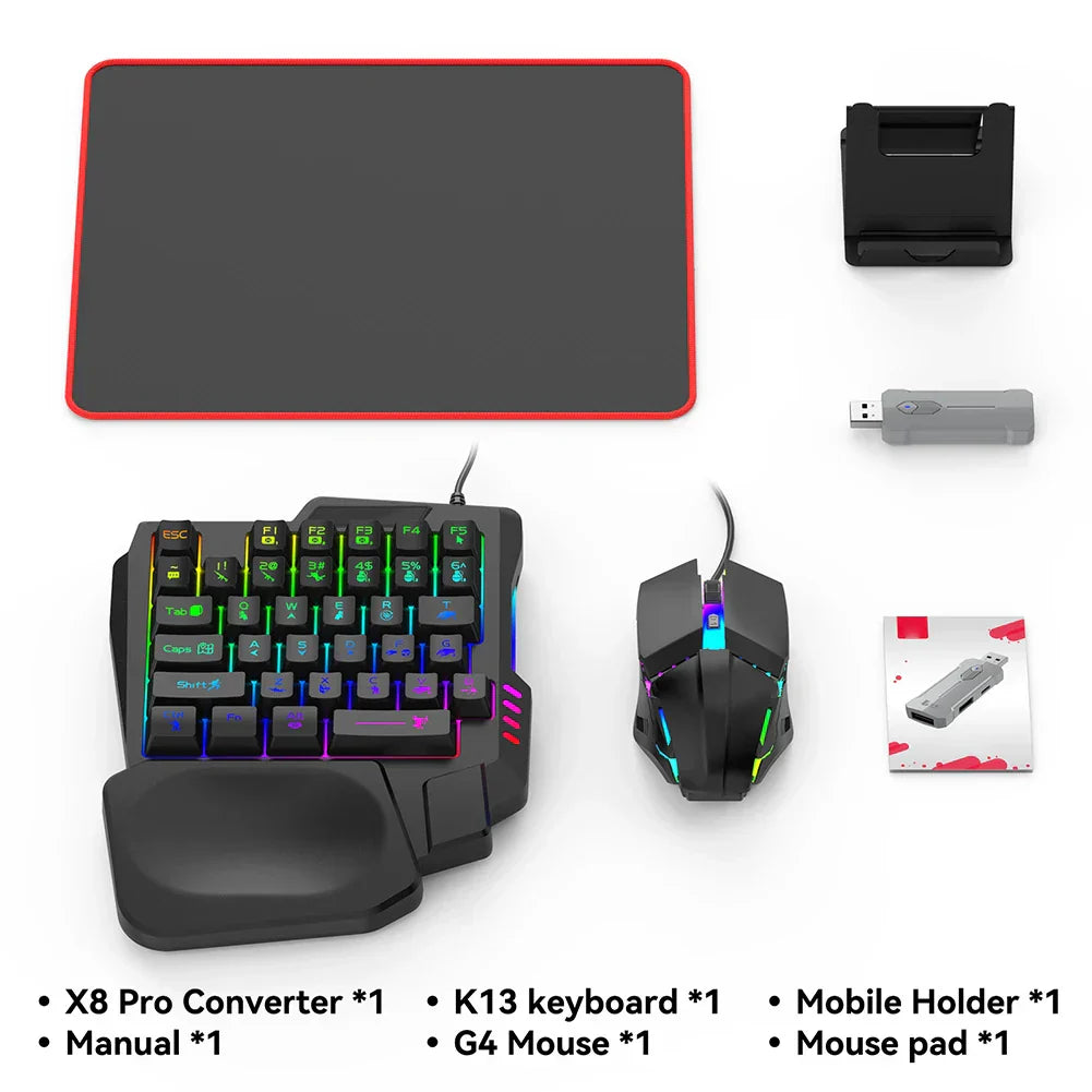 5 in 1 Mouse Keyboard Adapter Converter Bluetooth-Compatible 5.3 for PUBG Gaming Keyboard and Mouse Combo for Gamer Accessories