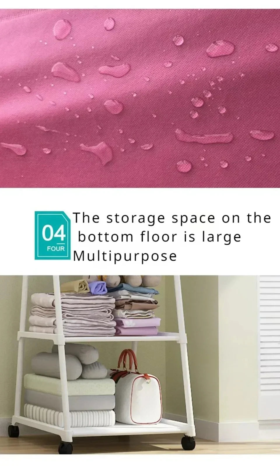 Mobile Clothes Hanger Triangle Floor Standing with Wheels Coat Rack Multi-function Household Bedroom Living Room Clothes Rack