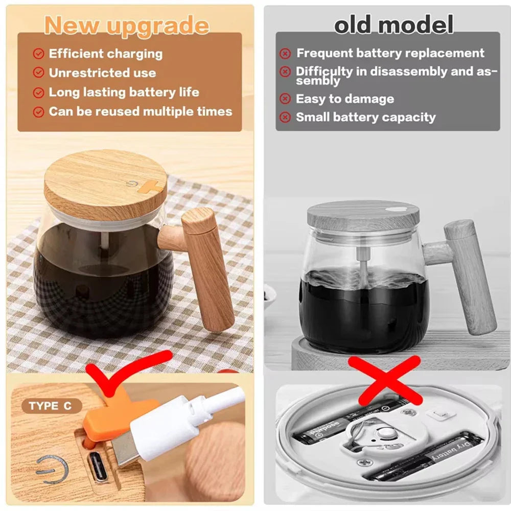 400ML Automatic Stirring Cup Rechargeable Portable Coffee Mug Electric Stirring Rotating Magnetic Home Drinking Tools