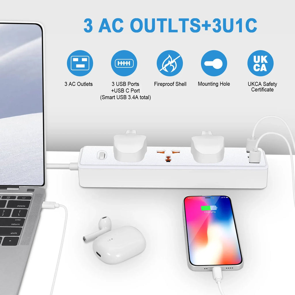 universal Power Strip Sockets EU/UK/US 3/4 Ouelets 3USB Ports Patch Board Safety Door Patch 110v 220v Black/white Pop Socket