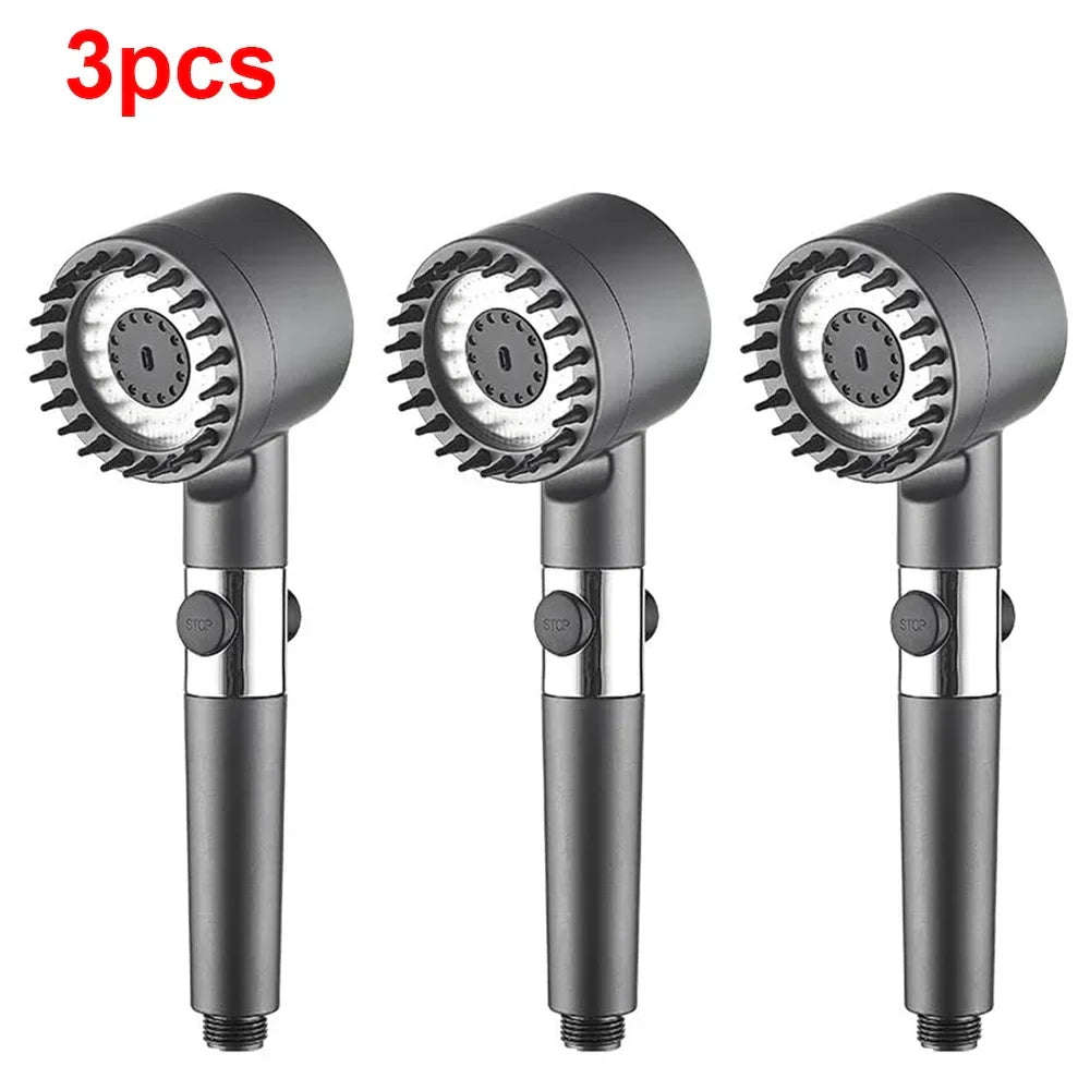 3 Modes Handheld Shower Head Filter Powerful Massage Spa High Pressure Water Saving Showerhead with ON/OFF Switch for Bathroom