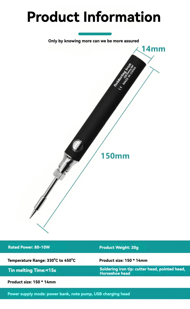 USB Soldering Iron Wireless Charging Electric Solder Iron 5V 8W Fast Charging Lithium Rechargeable Portable Repair Welding Tools