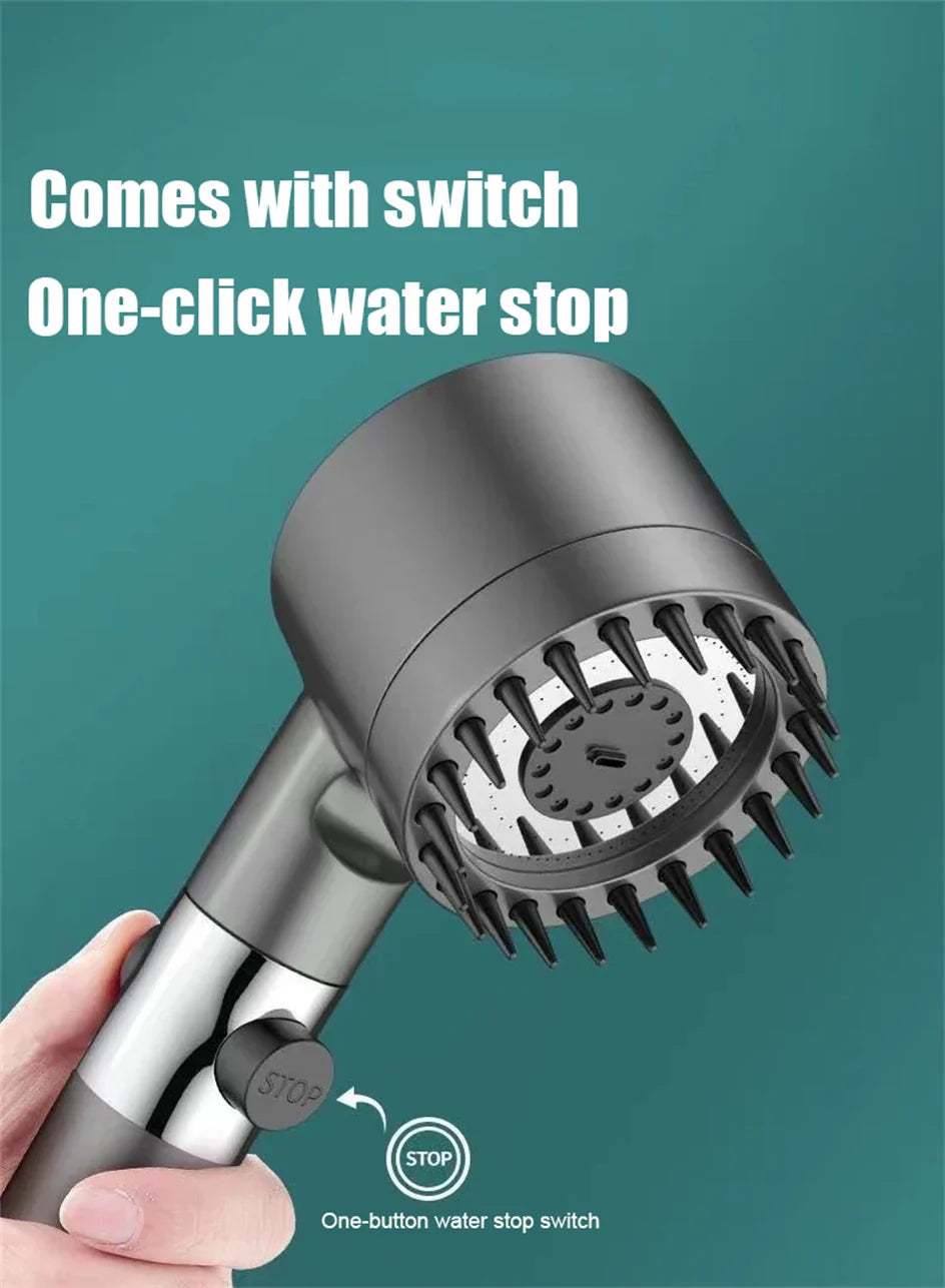 3 Modes Handheld Shower Head Filter Powerful Massage Spa High Pressure Water Saving Showerhead with ON/OFF Switch for Bathroom