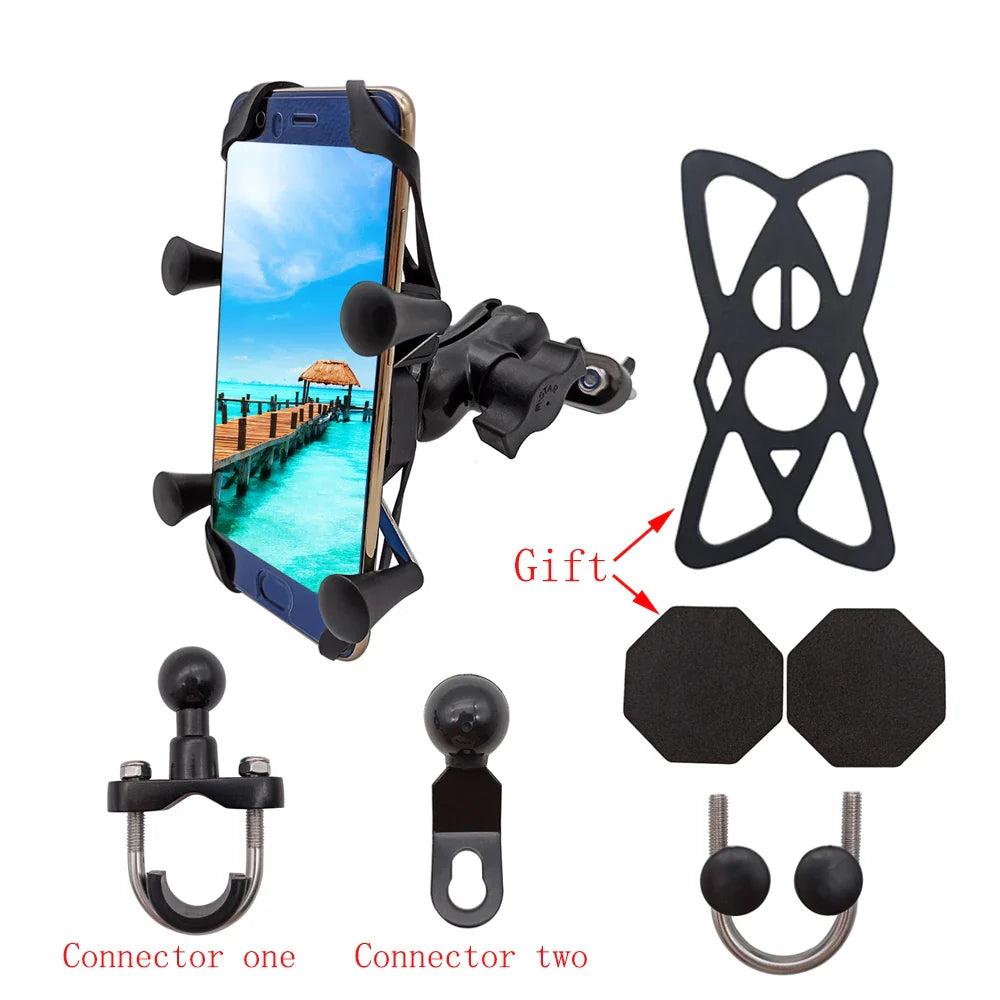 Motorcycle Mobile Phone Stand Holder With USB Charger 360 Rotatable