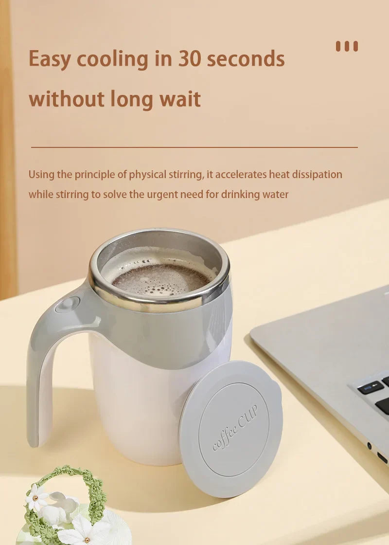 Automatic Stirring Coffee Mug Magnetic Electric Stainless Steel Self Mixing Coffee Tumbler Rotating Home Office Travel