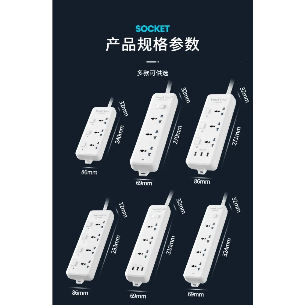 universal Power Strip Sockets EU/UK/US 3/4 Ouelets 3USB Ports Patch Board Safety Door Patch 110v 220v Black/white Pop Socket