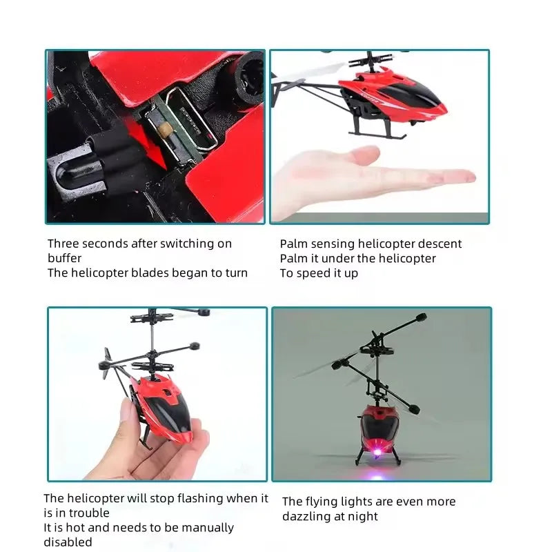 Mini Remote Control Aircraft Helicopter Flying Interaction Gesture Sensing Children Airplane Kids Toy with Flashing Light