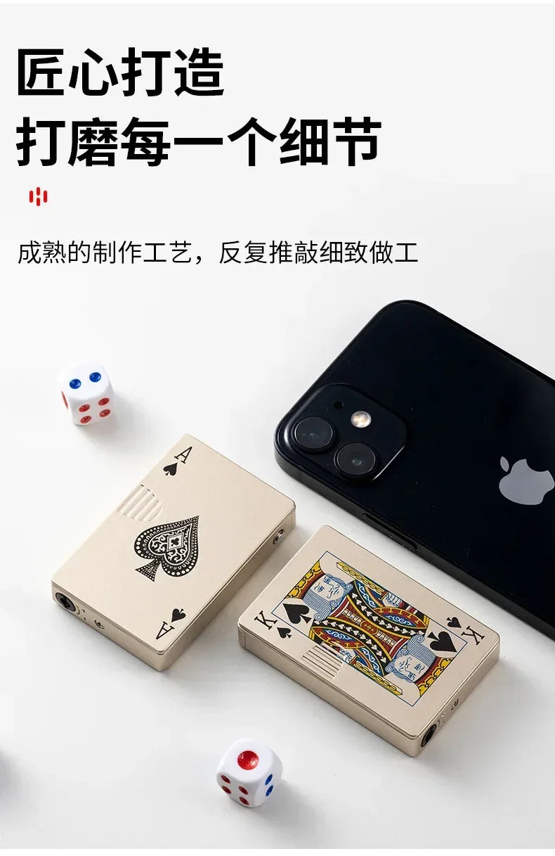 Creative Playing Cards Ace of Spades Lighter Butane Windproof Straight Metal Lighter Metal Fun Gift for Men Smoking Accessories