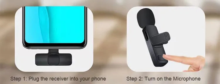 Wireless Lavalier Microphone Audio Video Recording Mini Microphone for iPhone Android Phone Live Broadcast Gaming Mic Portable