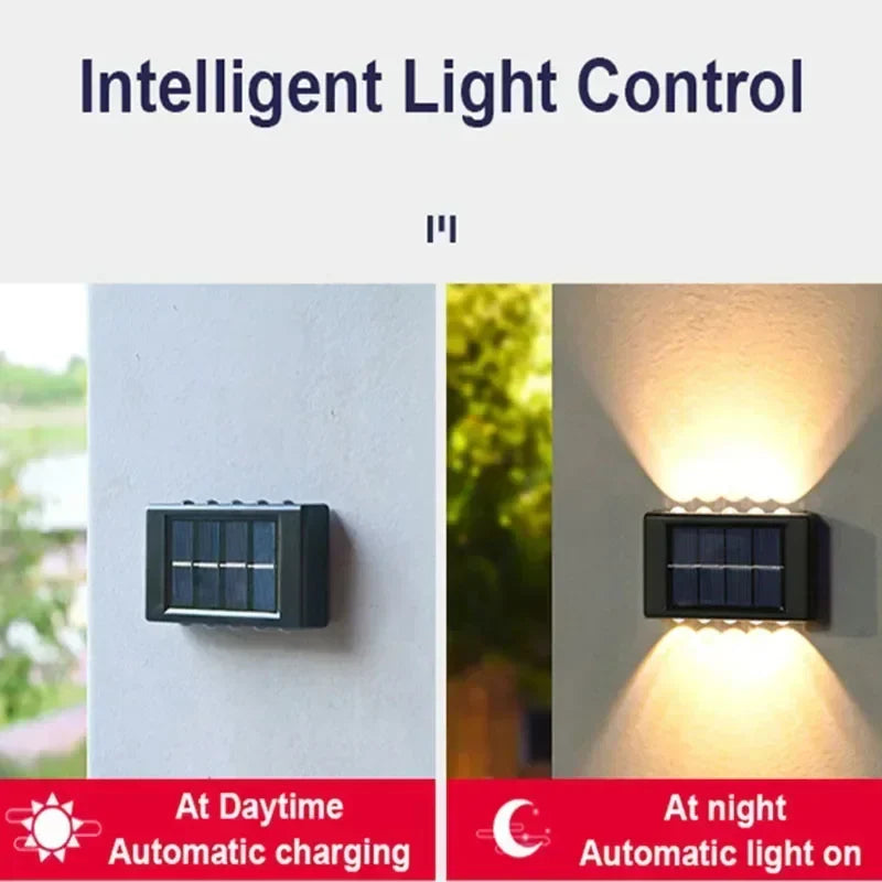 Solar Wall Lamp Outdoor Waterproof Solar Powered Light 6LED Beads UP and Down Illuminate Home Garden Yard Decoration Wall Light