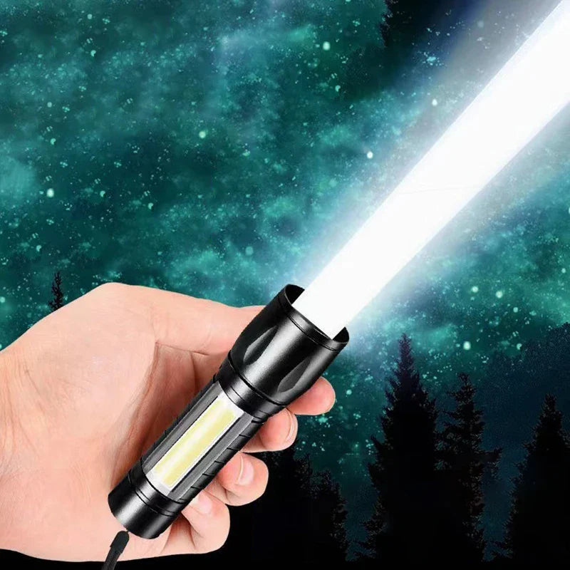 Camping Fishing Emergency Lantern  Portable USB Rechargeable Flashligh COB+XPE Zoom Mini Torch 3 Lighting Modes For Outdoo