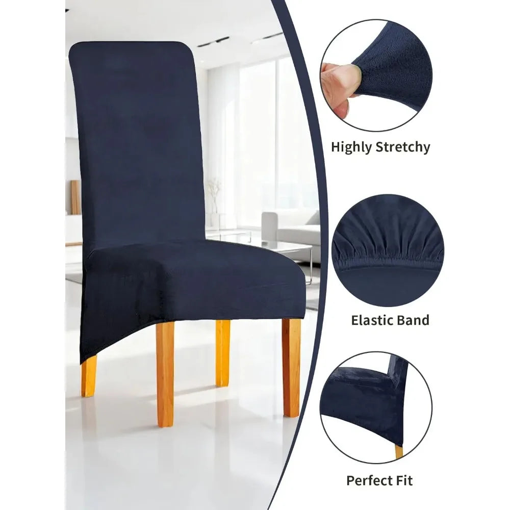 Scalable chair cover, elastic strap elastic fabric dining chair cover, suede large restaurant hotel party banquet chair cover