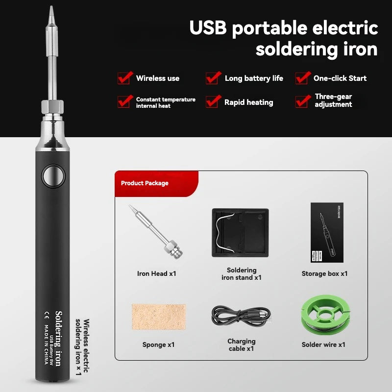 USB Soldering Iron Wireless Charging Electric Solder Iron 5V 8W Fast Charging Lithium Rechargeable Portable Repair Welding Tools